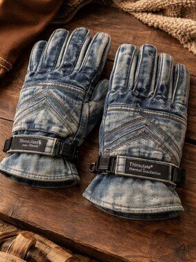 Spalding Denim Thinsulate Insulated Gloves Blue Jean Workwear Winter Gloves